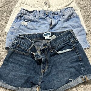 Old Navy kids Jean Shorts - Dark Blue, Light Blue, and White